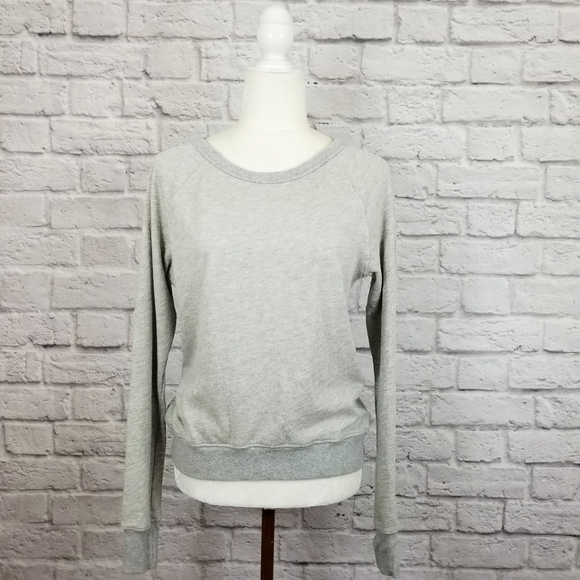 Pam & Gela cutout strappy back light heather gray sweatshirt women's size S NWT - Picture 2 of 9